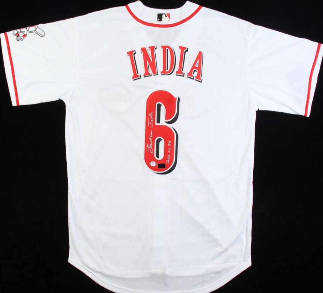 Jonathan India Signed Nike Reds Jersey Inscribed "2021 NL ROY" (PSA & India)