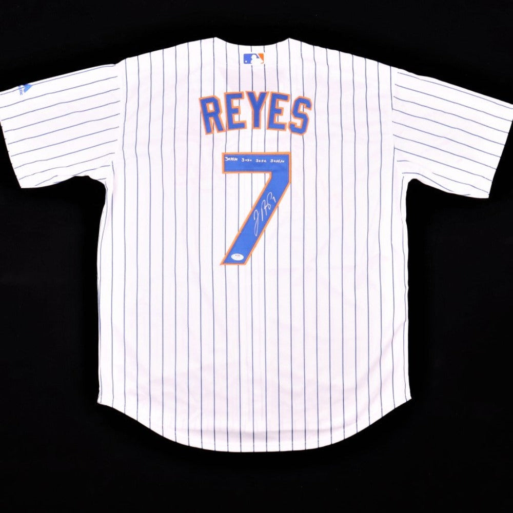 Jose Reyes Signed Mets Majestic Jersey Inscribed "Jossse Jose Jose Jossse"