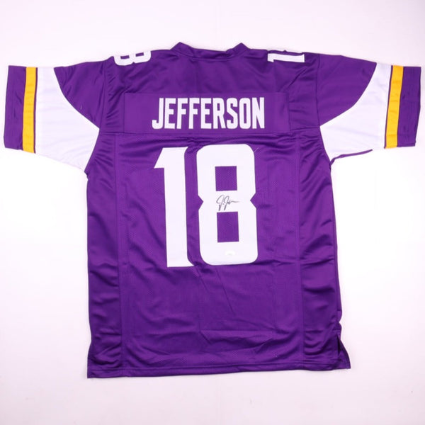 JUSTIN JEFFERSON MINNESOTA VIKINGS SIGNED CUSTOM STITCHED WHITE JERSEY JSA  COA