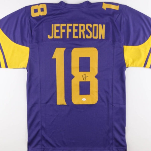 GSSM Justin Jefferson Signed Purple/Yellow Jersey (JSA)