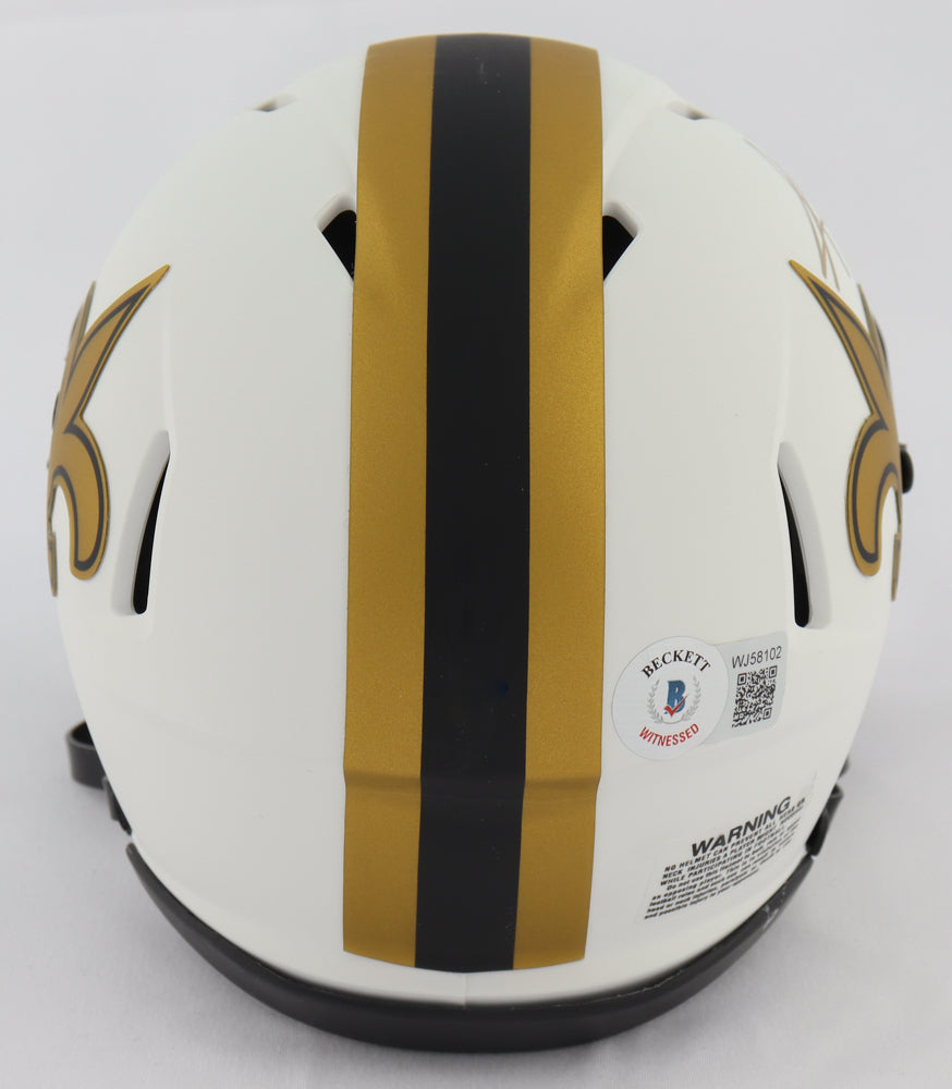 ALVIN KAMARA SIGNED NEW ORLEANS SAINTS FULL SIZE LUNAR HELMET W/ 6 TDS  12/25/20