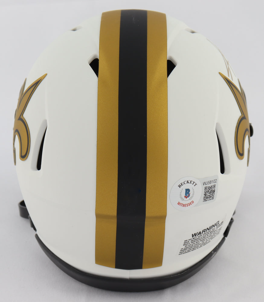 alvin kamara football helmet Alvin Kamara Signed Saints Lunar Eclipse Alternate Speed Mini Helmet ( – GSSM