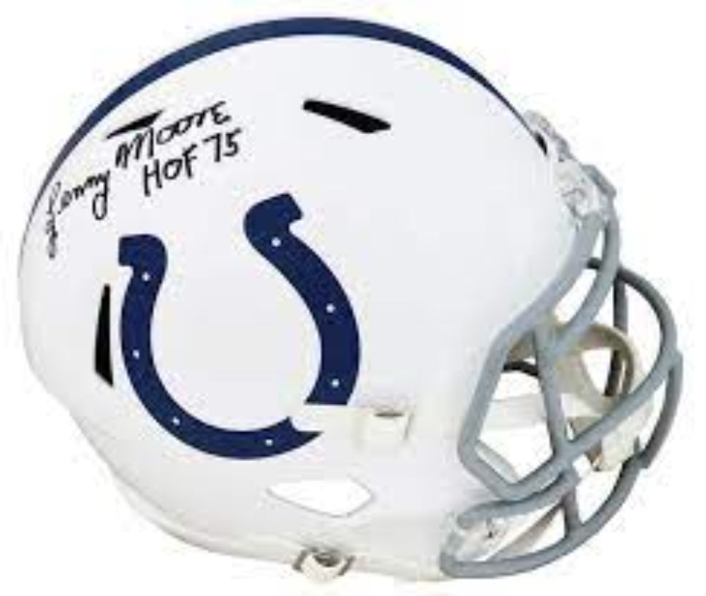 Lenny Moore Signed Colts Riddell Full Size Speed Replica Football Helmet w/HOF'75 Inscription