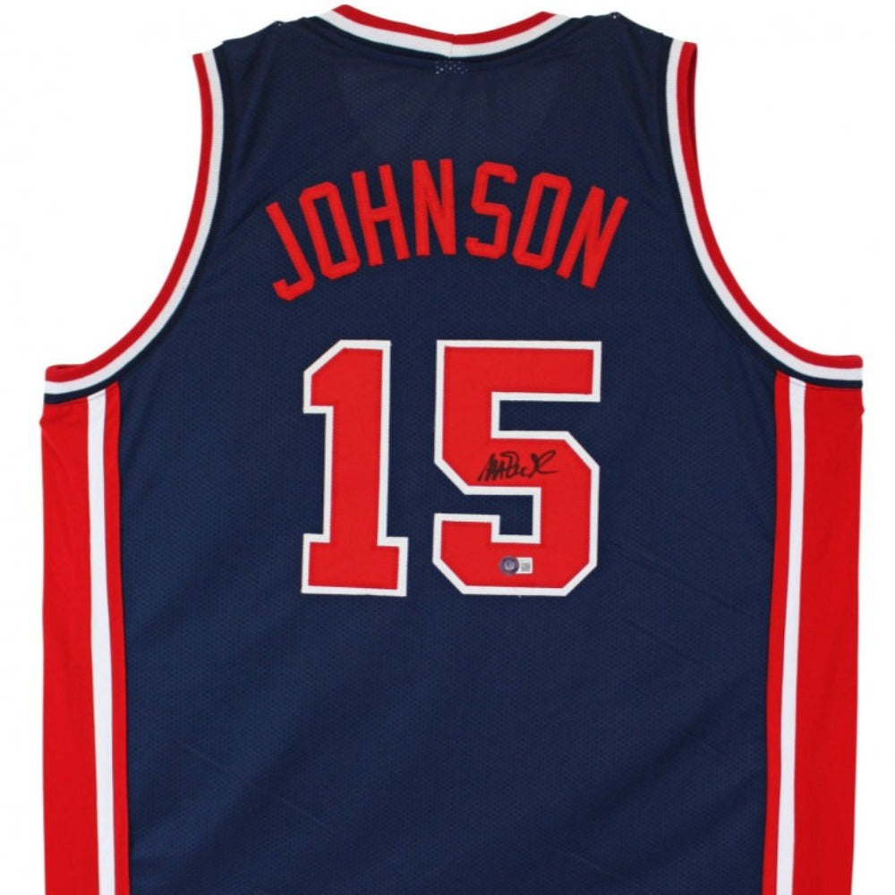 Magic Johnson Signed Team USA Blue Jersey
