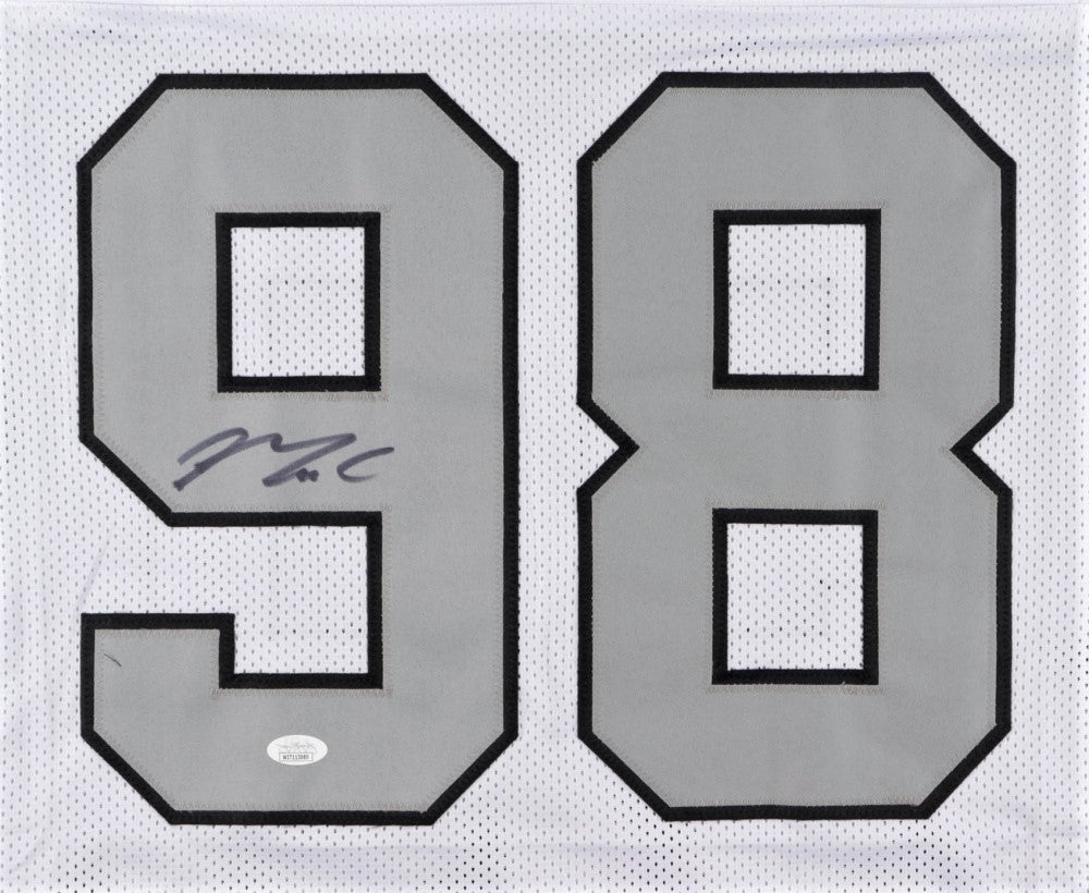 GSSM Maxx Crosby Signed White Color Rush Jersey (JSA)