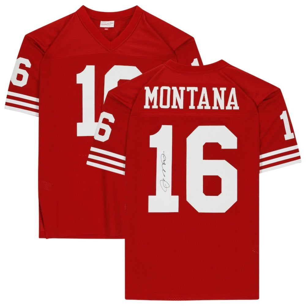 Joe Montana Signed San Francisco 49ers Mitchell & Ness Red Jersey (Fanatics)