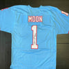 Warren Moon Signed Blue Throwback Jersey with &quot;HOF 06&quot; Inscription