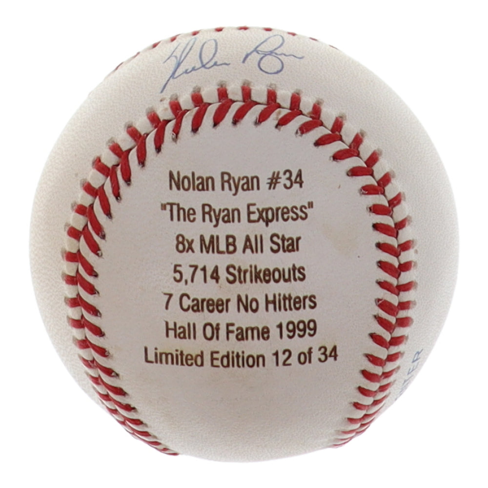 Nolan Ryan signed 'The Ryan Express MLB baseball