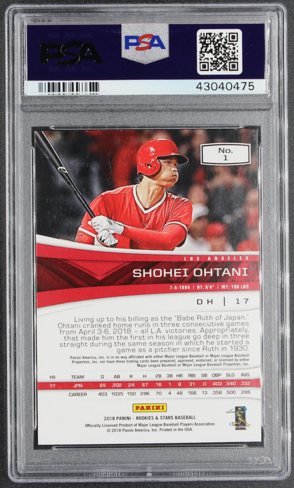 Shohei Ohtani 2018 Panini Chronicles Rookies and Stars #1 RC (PSA 9)