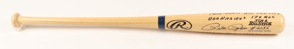Pete Rose Signed Rawlings Baseball Bat with Multiple Stat inscriptions (PSA)