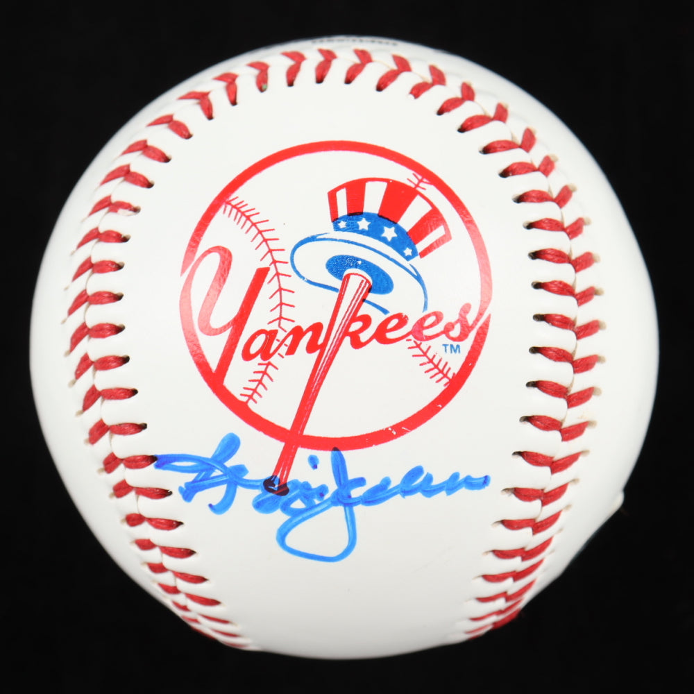 Reggie Jackson Signed OL Yankees Logo Baseball with Display Case (PSA)