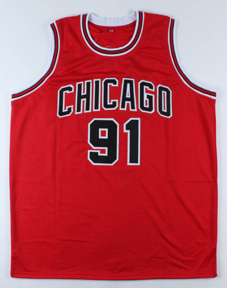 SSG Certified Dennis Rodman Signed Bulls Jersey (Red)