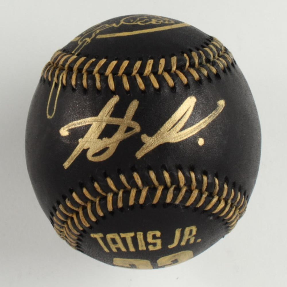 Fernando Tatis Jr. Signed Hand-Painted OML Black Leather Baseball (2)