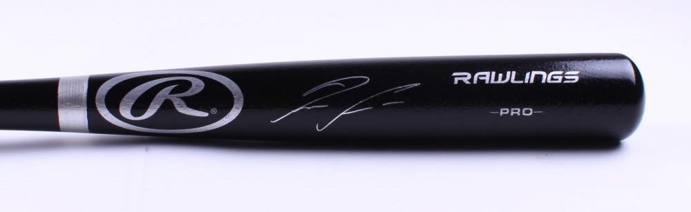 Ronald Acuna Jr. Signed Rawlings Pro Baseball Black Bat (Beckett COA)