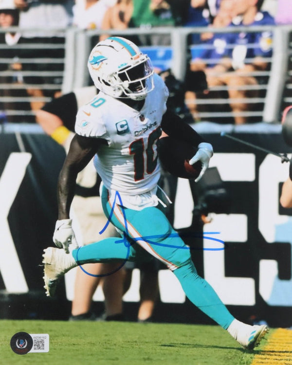 Tyreek Hill Autographed Miami Dolphins 8X10 Teal Jersey Photo