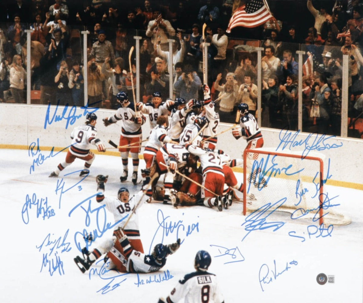 1980 Team USA "Miracle on Ice" 16x20 Photo Signed by (19) with Jim Craig, Mike Eruzione, Dave Silk